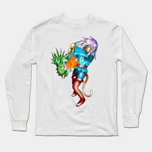 Cat and a dragon for dnd fans Long Sleeve T-Shirt